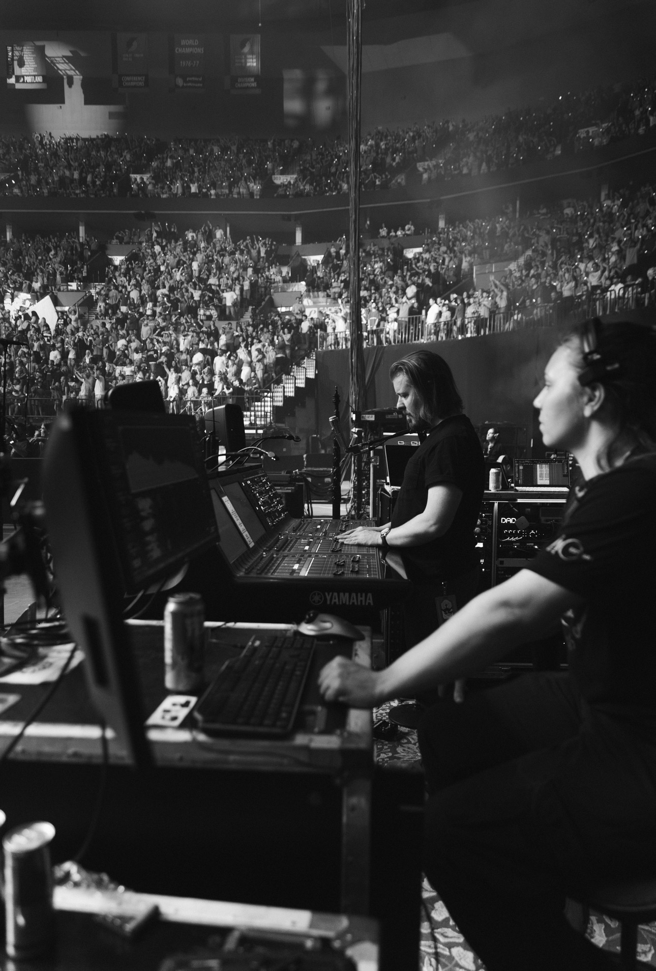 image of SPL being measured at FOH in a concert